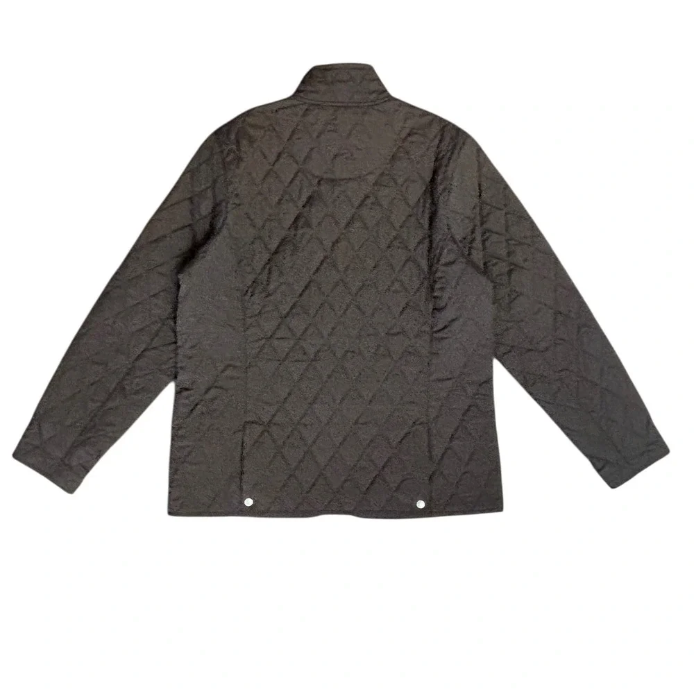 Lands End Quilted Chore Coat. Full Zipper. Snap‎ Pockets. Sz L (14-16) Brown